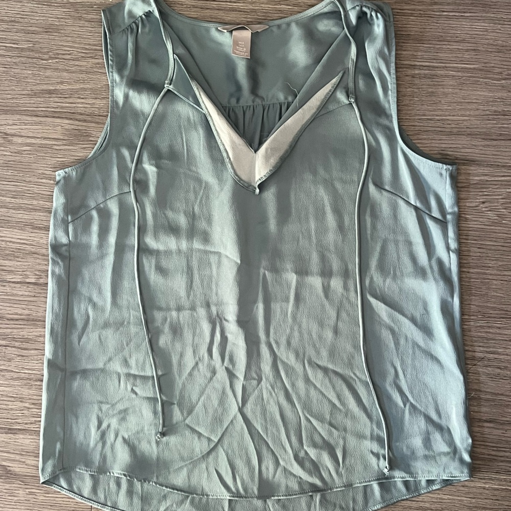Satin Sleeveless Top in Light Green